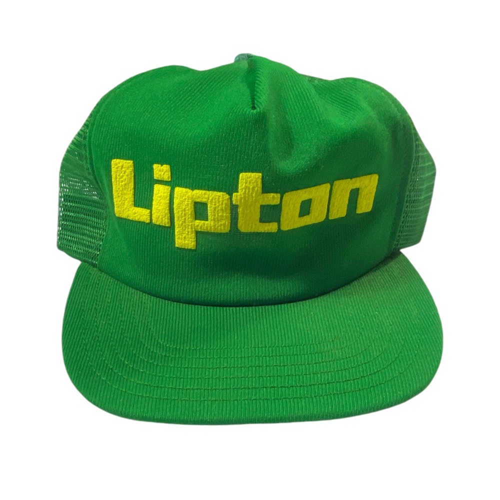 Vintage Lipton Iced Tea SnapBack Trucker Hat Green Yellow VTG